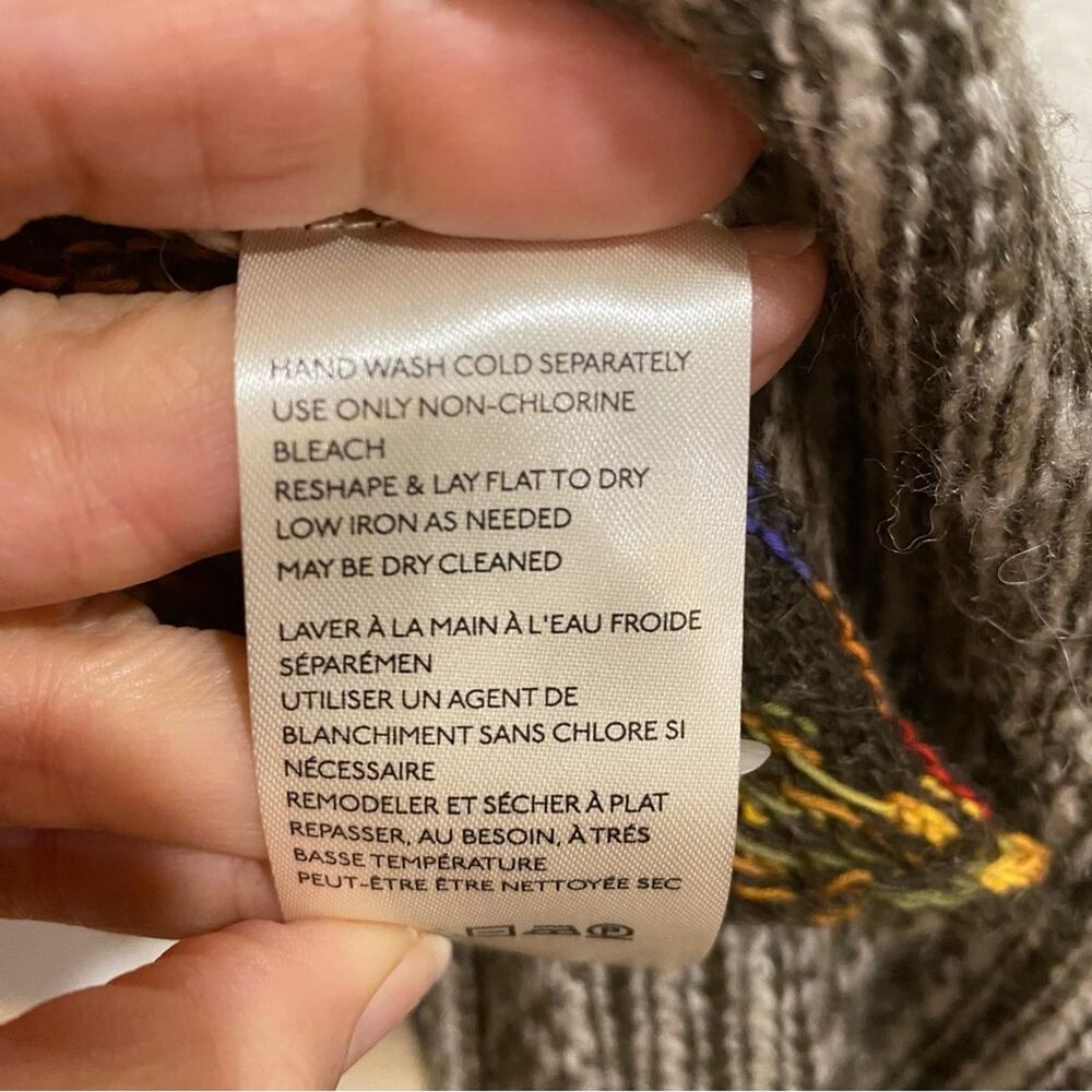 Free People Brown Multi Wool Alpaca Knit Poncho Sz S - Picture 5 of 12